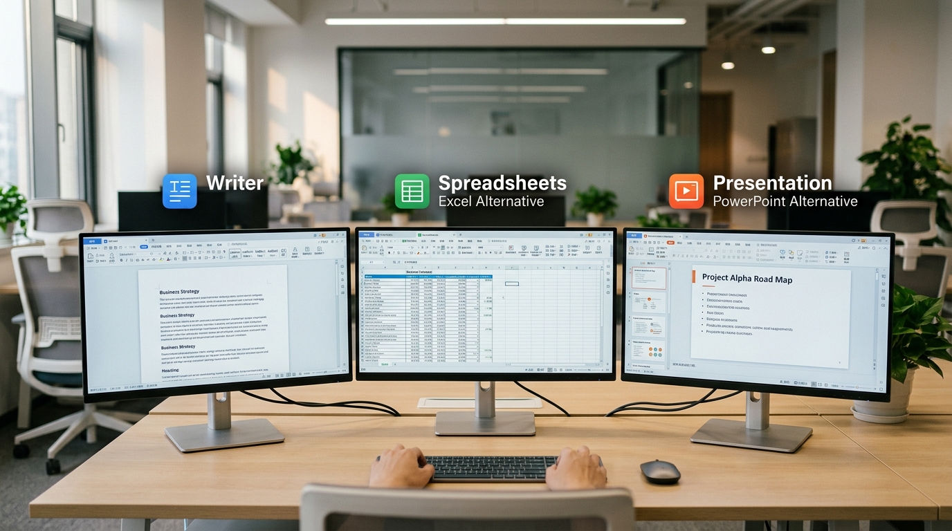 WPS Office 三大组件文字表格演示界面