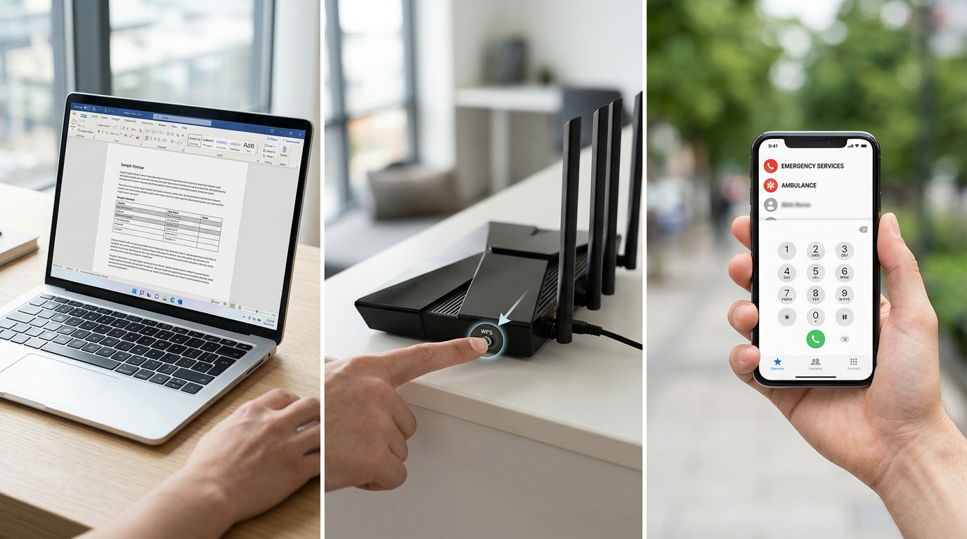 WPS 三种含义对比：WPS Office 办公软件、路由器 Wi-Fi Protected Setup 按钮、Wireless Priority Service 应急通信