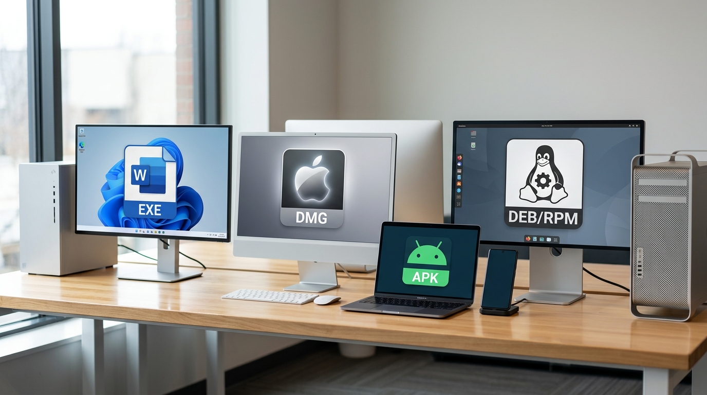 WPS下载Windows Mac手机Linux四平台安装包格式对照