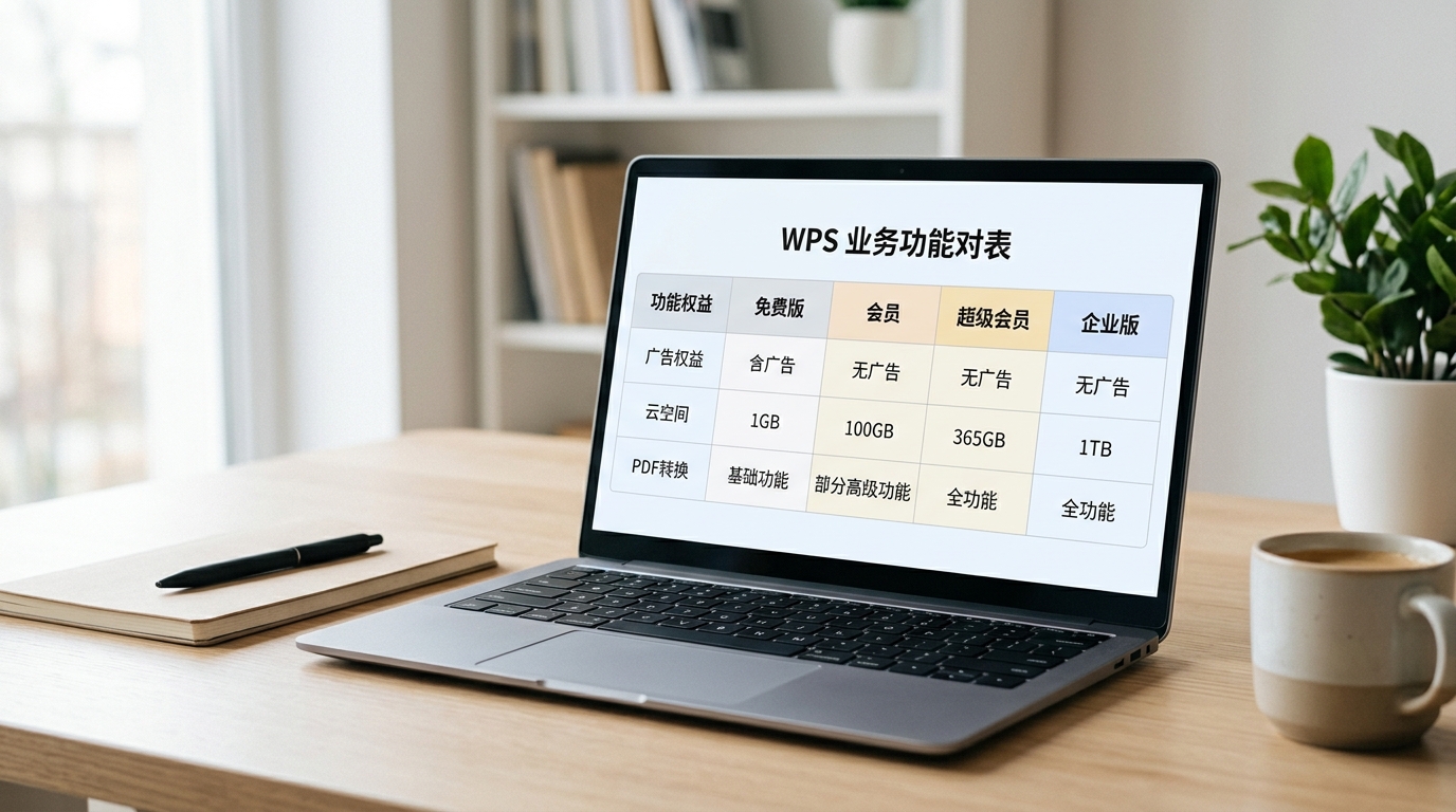 WPS电脑版免费版与会员版功能对比表