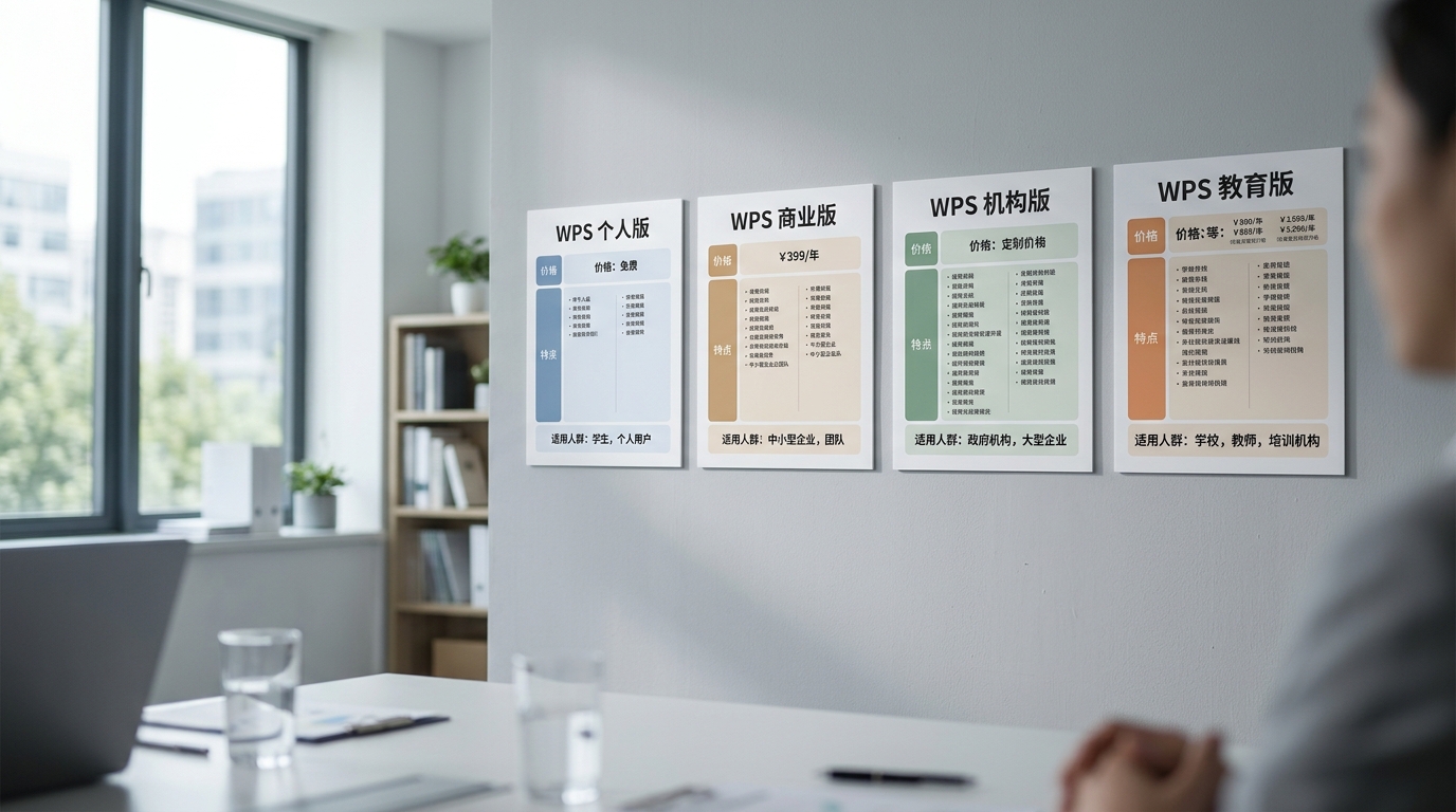 WPS下载版本对比:个人版专业版企业版海外版怎么选